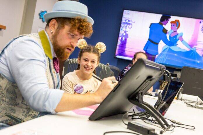 With the help of our expert costume designers at Disney Live Entertainment, Rita selected colors, fabric and sparkles and sat down to sketch out a princess ballgown design.