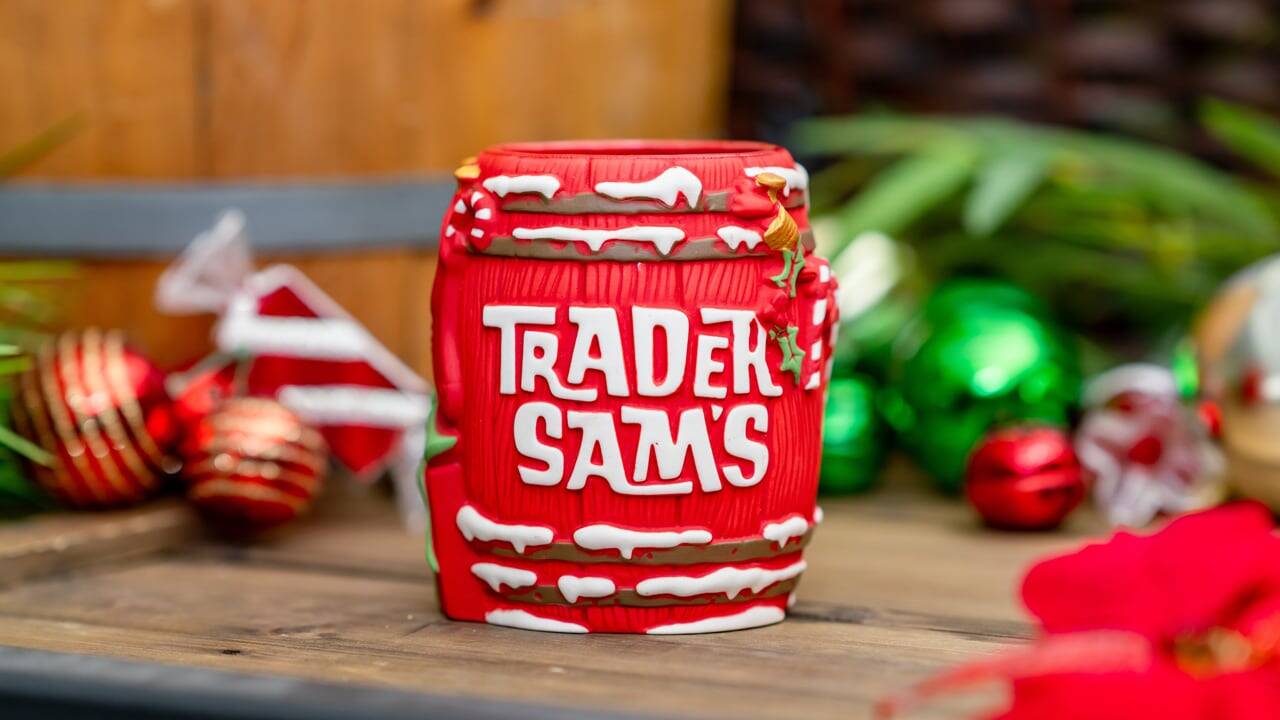New Holiday Rum Barrel Tiki Mug from Trader Sam's Enchanted Tiki Bar at Disneyland Resort 2023