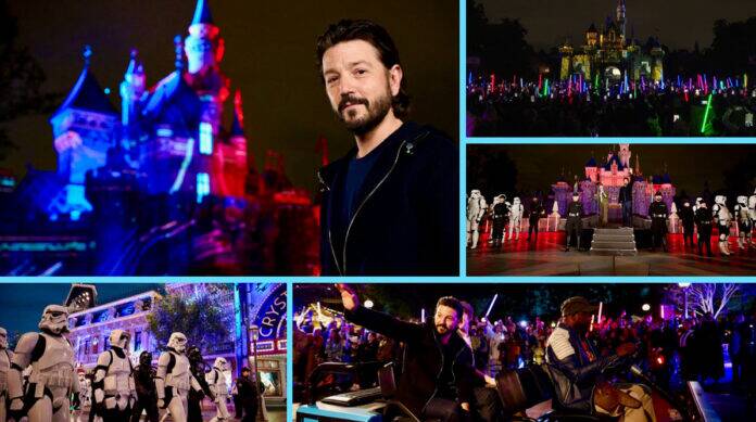 To celebrate May the 4th, Diego Luna (Cassian Andor), star of the critically acclaimed Disney+ series Andor, surprised fans earlier today during a special cavalcade up Main Street, U.S.A., at the Disneyland Resort